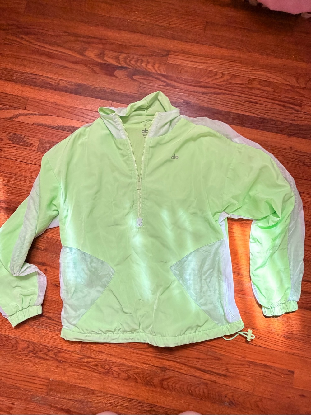 ALO Yoga Neon Lime Half Zip Anorak Windbreaker XS